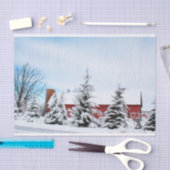 Papier Mousseline Pins d'hiver Protéger une grande grange rouge (Artisanat)