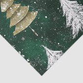 Papier Mousseline Pins d'or Silver Snowflakes Hunter Green (Détail)
