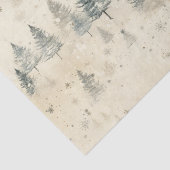 Papier Mousseline Pins neigeux Aquarelle Vintage (Détail)