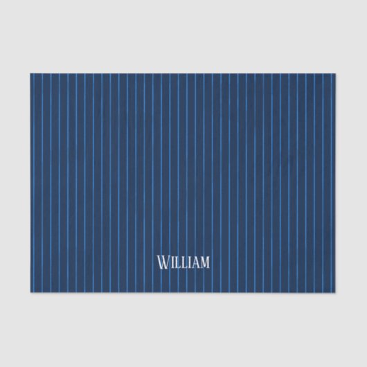 Papier Mousseline Pinstripes bleu marine personnalisées (Recto)