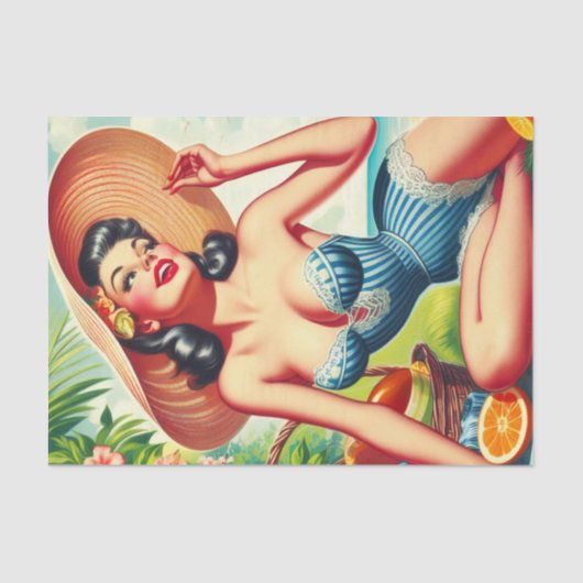 Papier Mousseline Pinup de plage Tropical Retro (Recto)