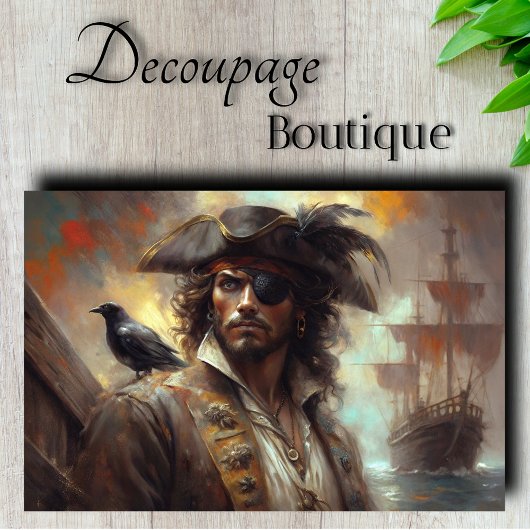 Papier Mousseline Pirate Capitate Portrait Decoupage