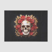 Papier Mousseline Pirate crâne avec fleurs rouges (Recto)