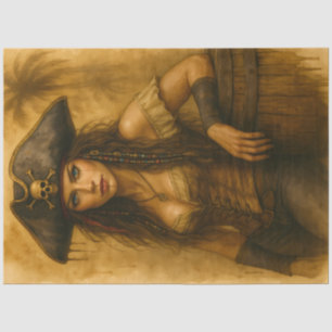 Papier Mousseline Pirate en barrique – Pirate Femme Decoupage