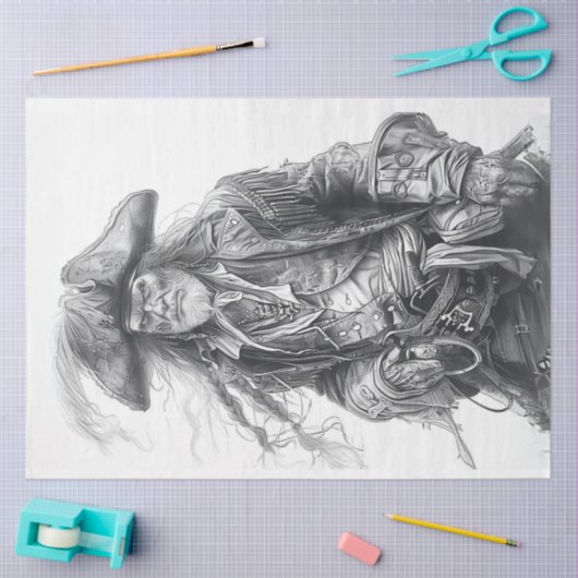 Papier Mousseline Pirate noir blanc découpage (Artisanat)