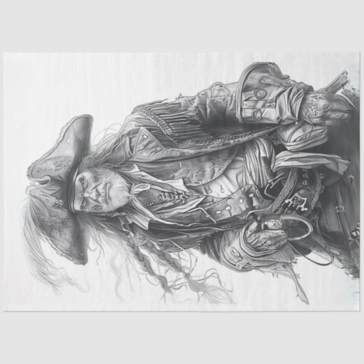 Papier Mousseline Pirate noir blanc découpage (Recto)