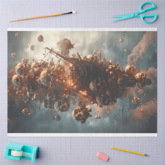 Papier Mousseline Pirate Ship Skuls Découpage avion (Artisanat)