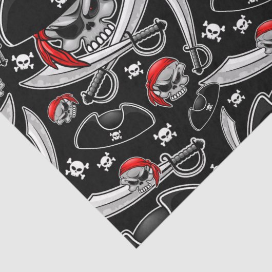 Papier Mousseline Pirate Skull avec Sabres croisés (Détail)