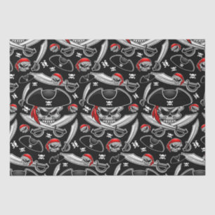 Papier Mousseline Pirate Skull avec Sabres croisés