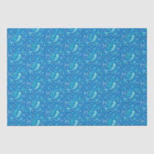 Papier Mousseline Pisces signe zodiaque bleu marine moderne