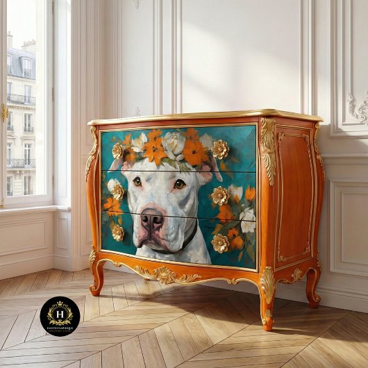 Papier Mousseline Pit Bull Blanc Decoupage