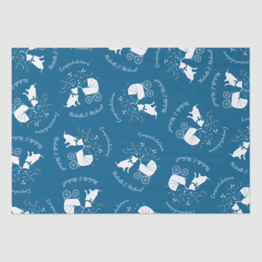 Papier Mousseline Pit Bull Chien Baby shower Blue Boy Pitbull (Recto)
