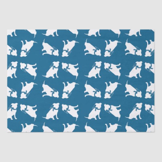 Papier Mousseline Pit Bull Chien Baby shower Blue Boy Pitbull (Recto)