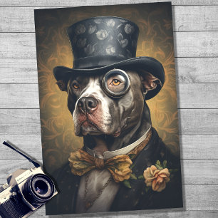 Papier Mousseline Pit Bull en costume et Casquette 3 découpage papie