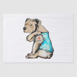 Papier Mousseline Pitbull Chien I Love Papa Tattoo drôle Famille