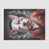 Papier Mousseline Pitbull en Kimono rouge - Découpage - (Recto)