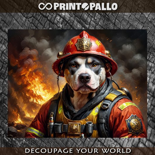 Papier Mousseline Pitbull pompier -
