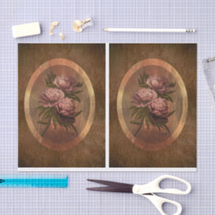 Papier Mousseline Pivoines Peintes DBL