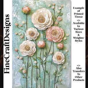Papier Mousseline Pivoines Texturées, Jardin de Cottage BDR6 Découpa