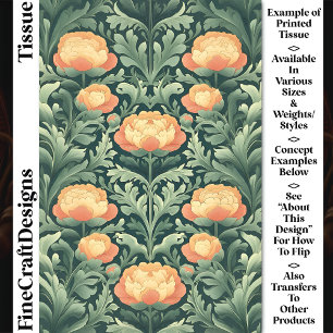 Papier Mousseline Pivoines Vintage Orange & Jaune CR4 Découpage