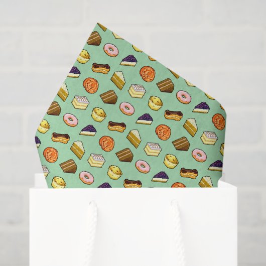 Papier Mousseline Pixel Art Delicious Cakes Pattiserie Motif (Sac cadeau)