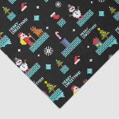 Papier Mousseline Pixellit Joyeux Motif de Noël - Design rétro (Détail)