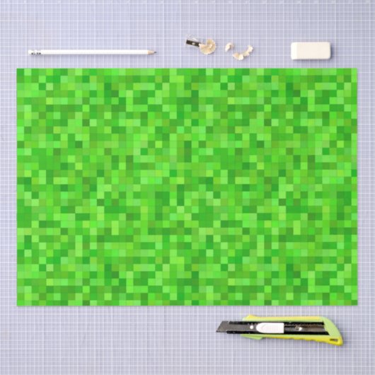 Papier Mousseline Pixels de jeu vert | Anniversaire (Artisanat)
