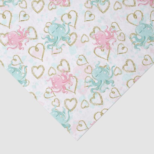 Papier Mousseline Plage amour pieuvre tissu motif (Détail)