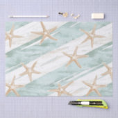 Papier Mousseline Plage Aqua Mint Starfish Stripes Anniversaire (Artisanat)