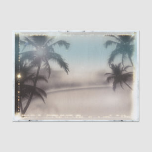 Papier Mousseline Plage aux palmiers vintage élégante été tropical
