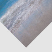 Papier Mousseline Plage Bleu Côtier Océan Vagues Art Tropical (Détail)