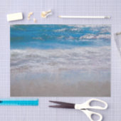 Papier Mousseline Plage Bleu Côtier Océan Vagues Art Tropical (Artisanat)