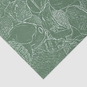 Papier Mousseline Plage Coastal Sea Shell Vert Blanc Découpage (Détail)