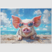 Papier Mousseline Plage Cochon Lunettes de soleil Piscine Découpage (Recto)