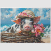 Papier Mousseline Plage Cochon nage océan Découpage (Recto)