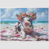 Papier Mousseline Plage Cochon nage océan Découpage (Recto)