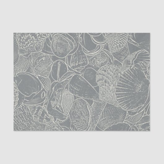 Papier Mousseline Plage côtière Découpage blanc de la mer gris (Recto)