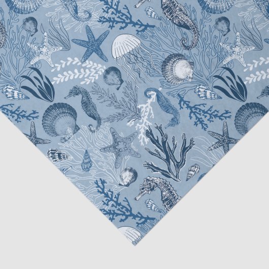 Papier Mousseline Plage côtière Découpage Océan bleu (Détail)