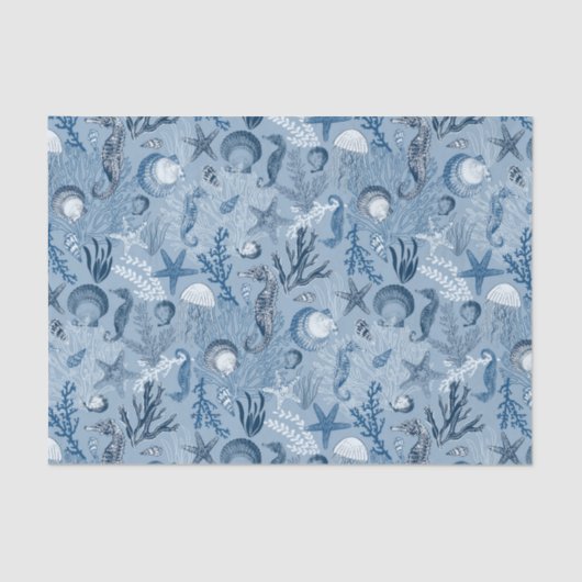 Papier Mousseline Plage côtière Découpage Océan bleu (Recto)