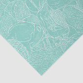 Papier Mousseline Plage côtière Sea Shell Turquoise Vert Blanc Décou (Détail)