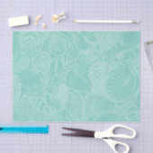 Papier Mousseline Plage côtière Sea Shell Turquoise Vert Blanc Décou (Artisanat)
