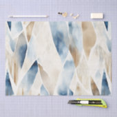 Papier Mousseline Plage Crème Bleu Abstrait (Artisanat)