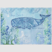 Papier Mousseline Plage de baleines nautiques Hippocampe Blue Mint D (Recto)