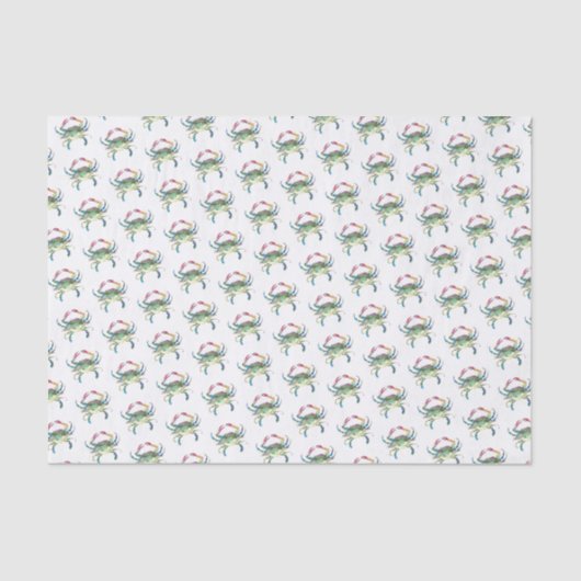 Papier Mousseline Plage de Motif d'aquarelle de crabe bleu (Recto)