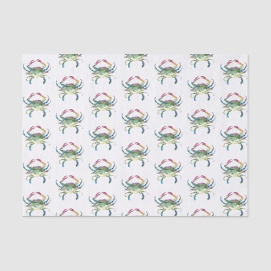 Papier Mousseline Plage de Motif d'aquarelle de crabe bleu (Recto)