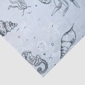 Papier Mousseline Plage de Noël côtière Créatures marines Bleu (Détail)