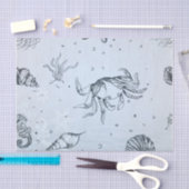 Papier Mousseline Plage de Noël côtière Créatures marines Bleu (Artisanat)