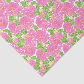 Papier Mousseline Plage De Palm De Plage Rose Hibiscus Fleurs (Détail)