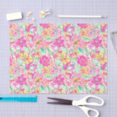 Papier Mousseline Plage de Palm Preppy Imprimer Fleurs Lys Rose et J (Artisanat)