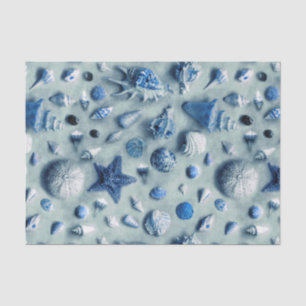 Papier Mousseline Plage de Seashells, Indigo Blue Starfish